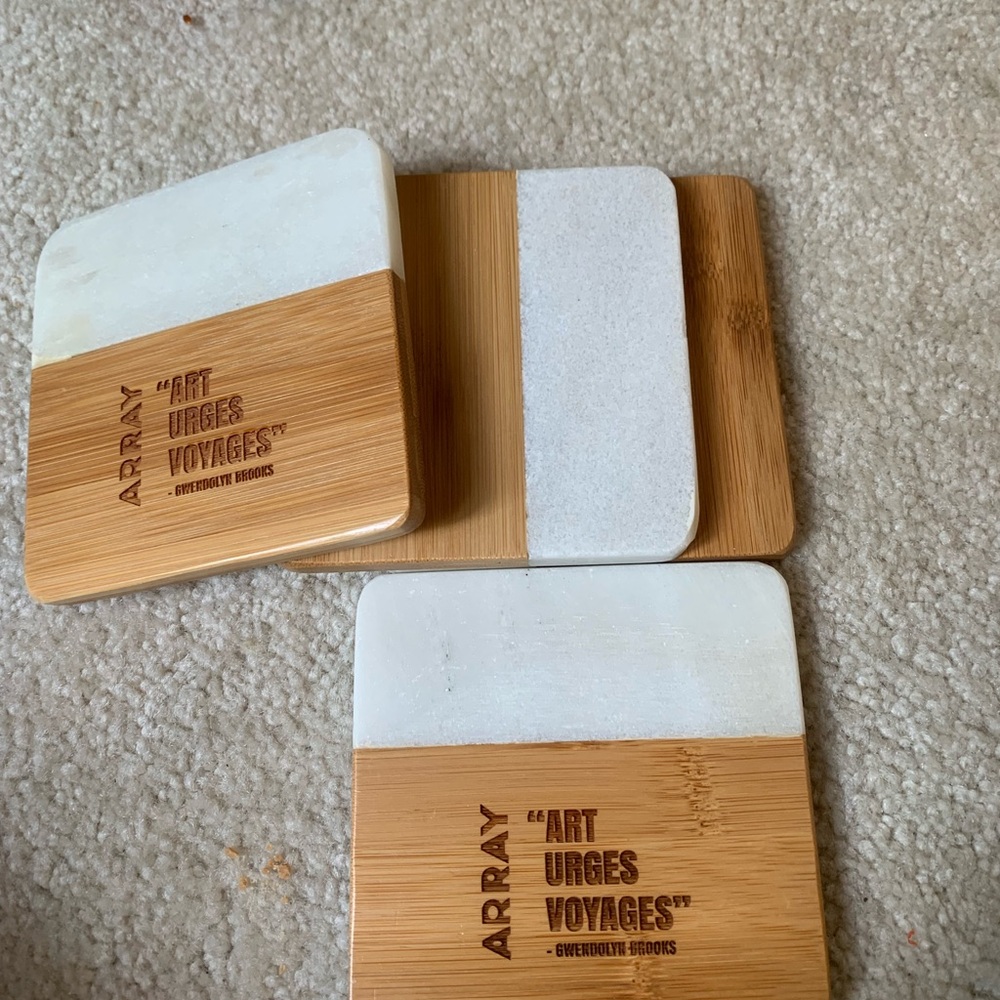 Four ARRAY Stone and Wood Coasters - Picture 2 of 2